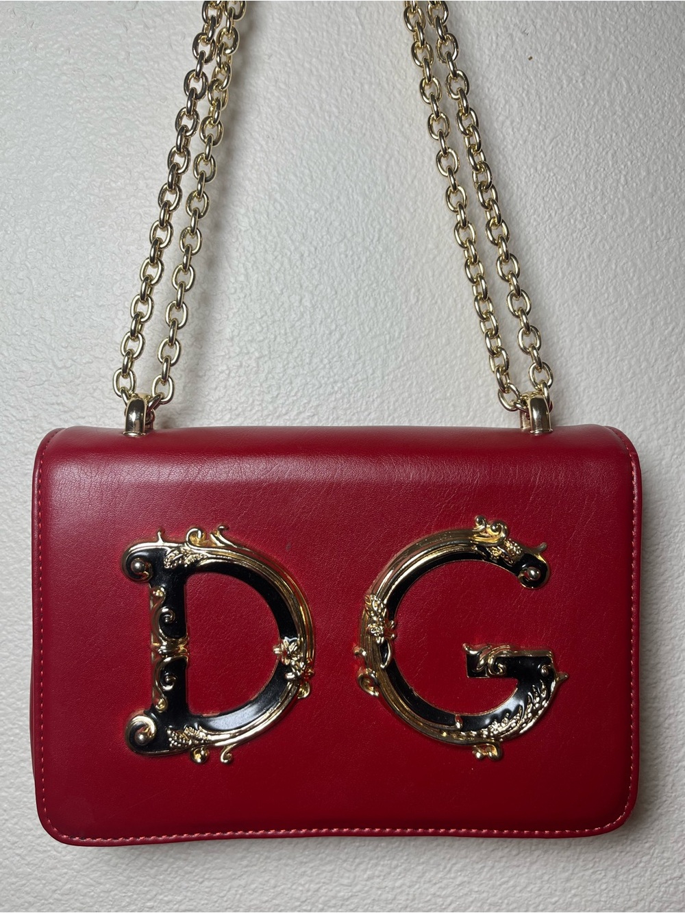 D&G Red Crossbody Bag with Gold Hardware
